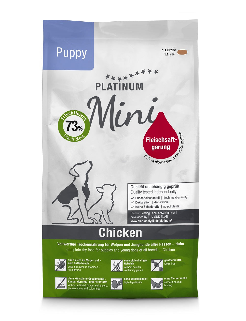 Platinum Mini Pilnvērtīga sausā barība ar vistas gaļu kucēniem un jauniem suņiem 900g