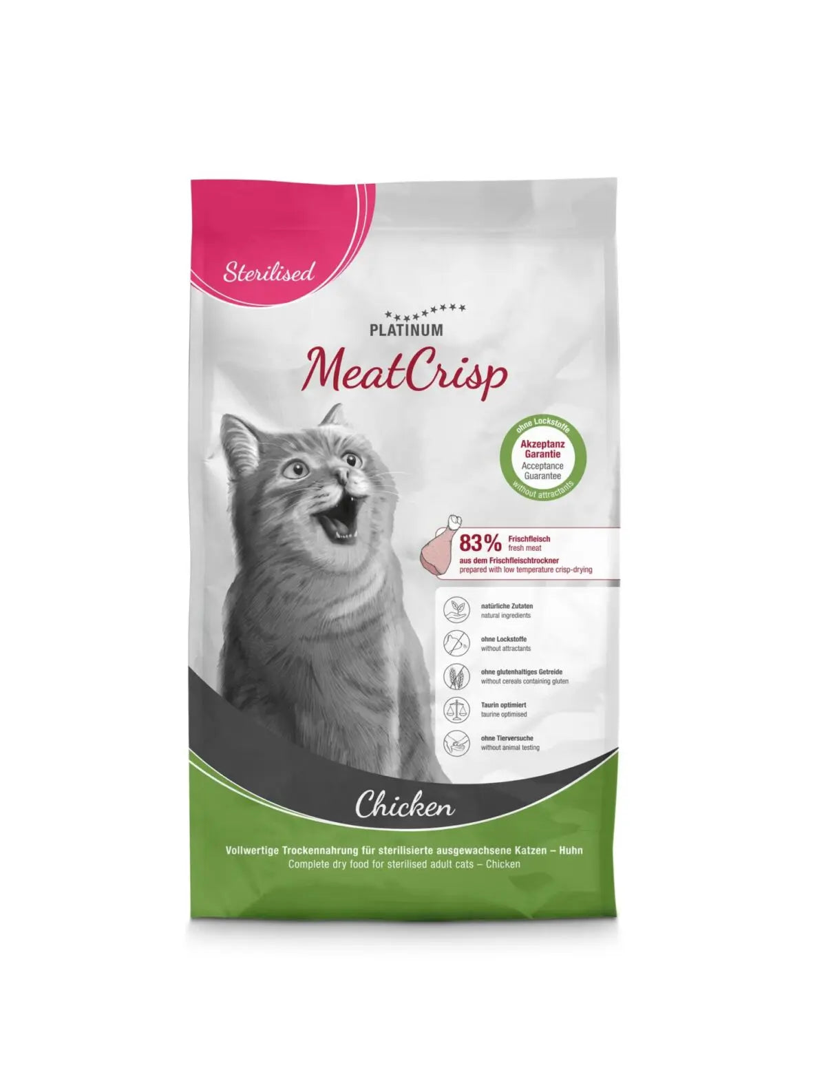 Pilnvērtīga sausā barība pieaugušiem sterilizētiem kaķiem ar vistu 1.5kg