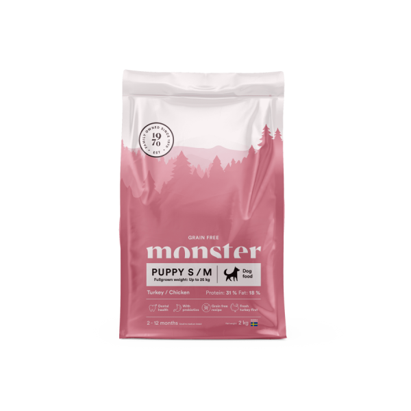Monster Dog Grain Free Puppy S/M Turkey/Chick 2kg