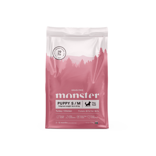 Monster Dog Grain Free Puppy S/M Turkey/Chick 2kg