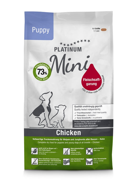 Platinum Mini Pilnvērtīga sausā barība ar vistas gaļu kucēniem un jauniem suņiem 900g