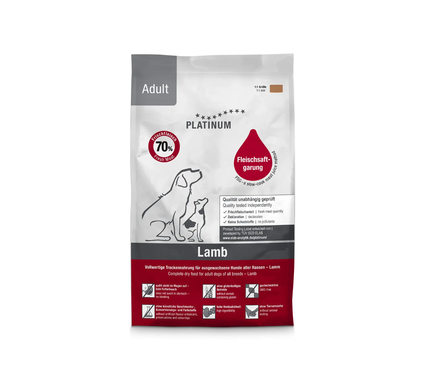 Platinum Pilnvērtīga sausā barība Lamb + Rice (ar jēra gaļu un rīsiem) pieaugušiem suņiem. 5 kg
