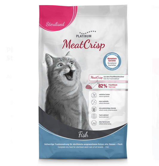 PLATINIUM MeatCrisp Kaķiem sterelizētiem Zivs 1.5kg